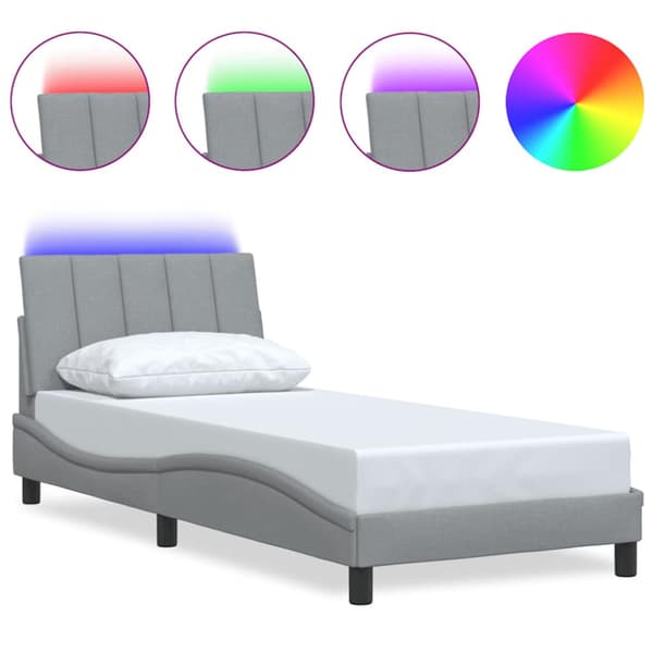 Bed Frame without Mattress "Hanko" Light Grey 80x200cm Fabric