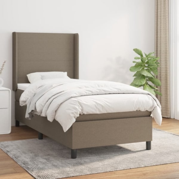 Ramsäng med madrass taupe 90x200 cm tyg