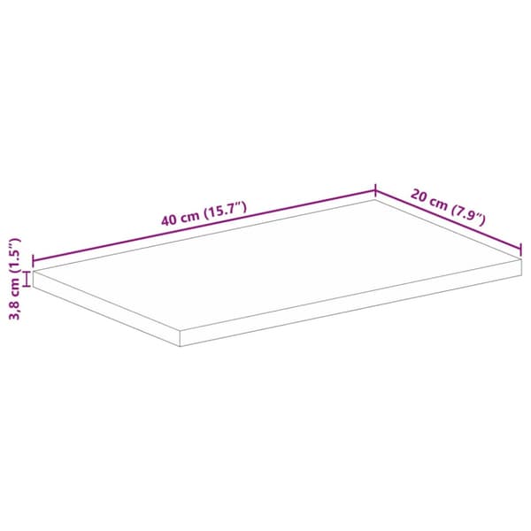 Bordsskiva 40x20x3,8 cm rektangulär massivt mango-trä