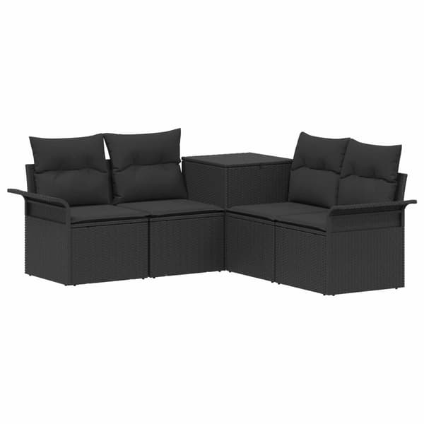 Soffset 5 st Svart Poly Rattan och stål