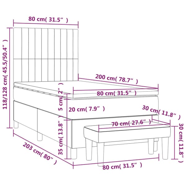Ramsäng med madrass rosa 80x200 cm sammet