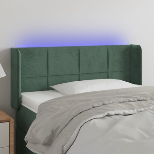 Sänggavel LED mörkgrön 93x16x78/88 cm sammet