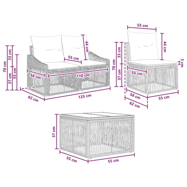 Trädgårdsoffset 5 pcs Svart konstrotting
