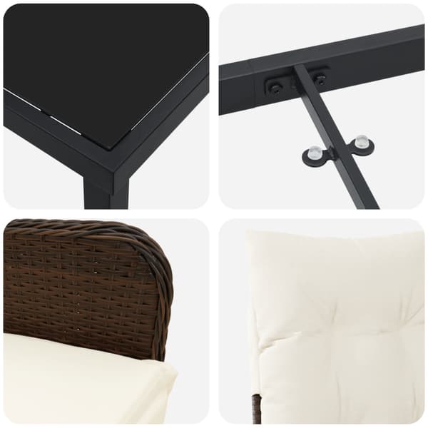 Trädgårdsmöbelset 7 pcs Brun konstrotting