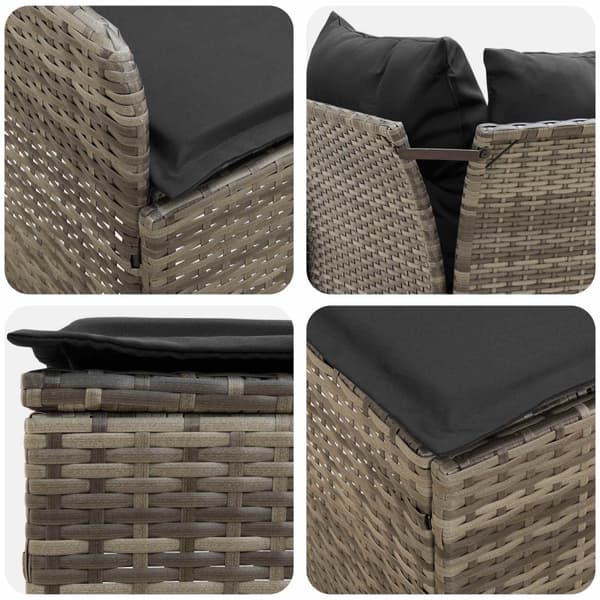 Möbelset med kudde 7 pcs Grå och mörkgrå PE Rattan