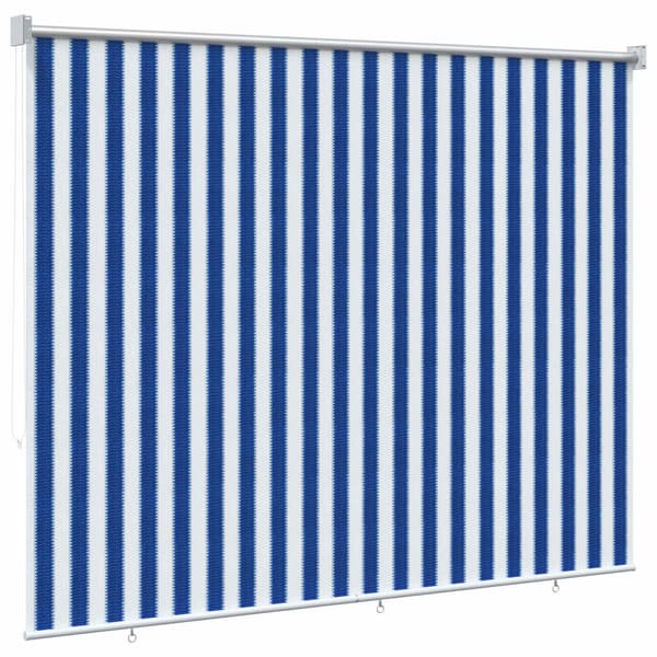 Utomhus Rullgardin 90% UV Block Blå och Vit Rand 160 x 230 cm