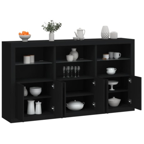 Skänk med LED-belysning svart 181,5x37x100 cm