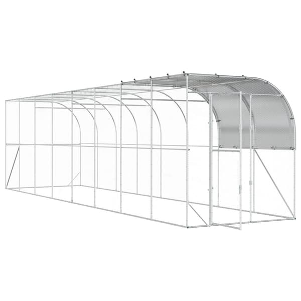 Hönshus mot Vägg Silver 800 x 200 x 215 cm Galvaniserat stål