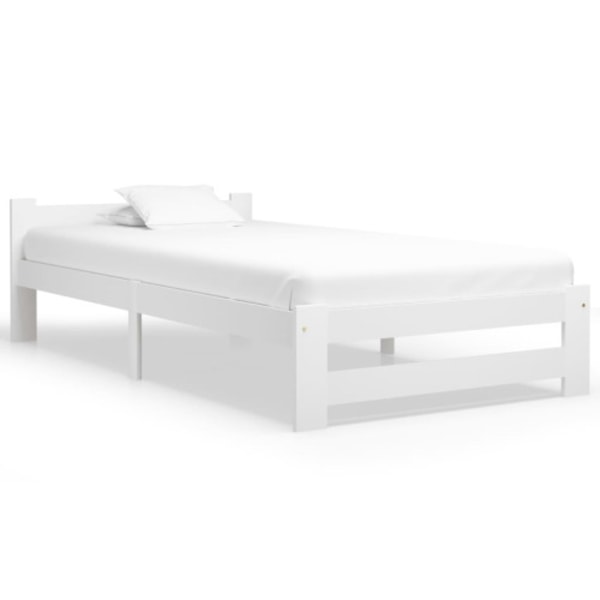 Sängram utan madrass vit massiv furu 100x200 cm