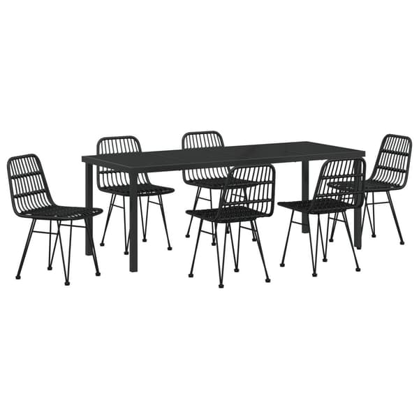 Trädgårdsmöbelset 7 pcs Svart Pulverlackerat stål