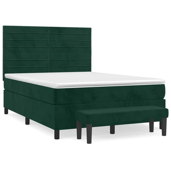 Ramsäng med madrass mörkgrön 140x190 cm sammet