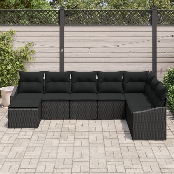 Soffset med kudde 8 pcs Svart konstrotting