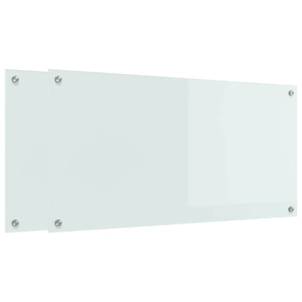 Köksskydd 2 st Vit 100 x 50 cm härdat glas