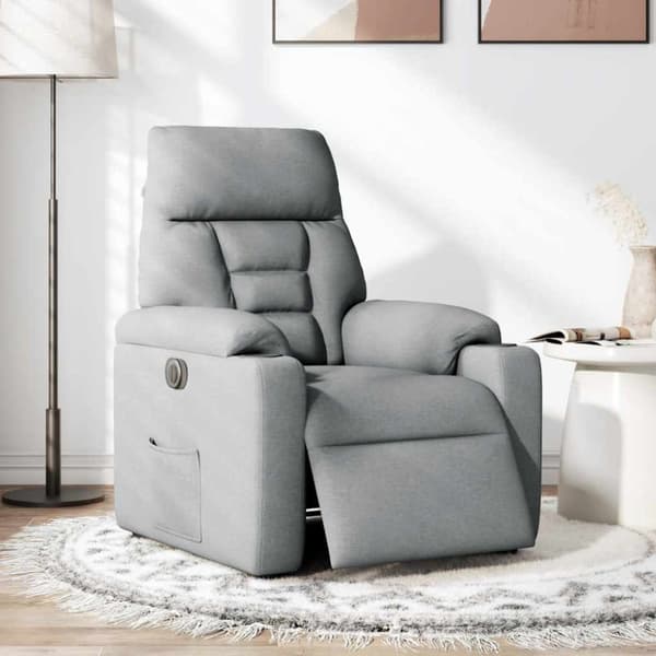Elektrisk reclinerfåtölj ljusgrå tyg