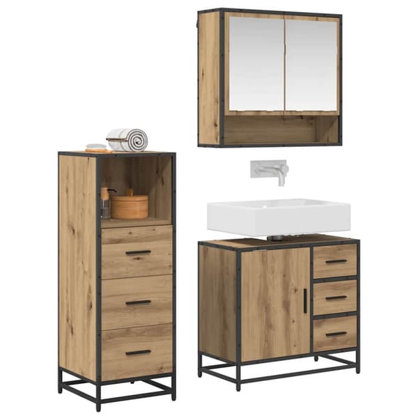 Badrumsmöbelset med låda 3 pcs Artisan Ek Konstruerat trä