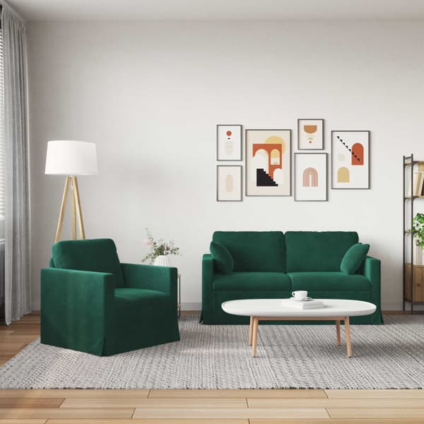 Soffset 2 pcs Mörkgrön 158 x 78 x 80 cm Sammet