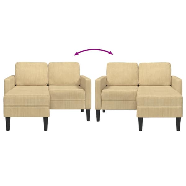 2-sitssoffa med schäslong L-formad grågrön 125 cm linne