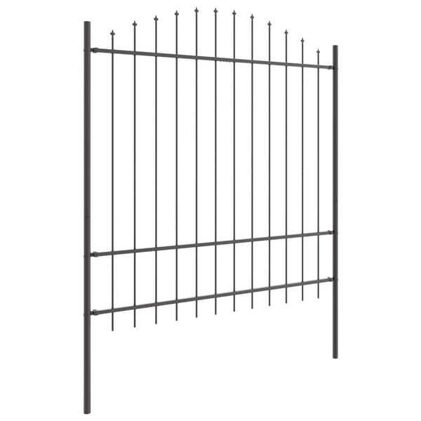 Trädgårdsstängsel 2 pcs Grå 170 x 215 cm Pulverlackerat stål
