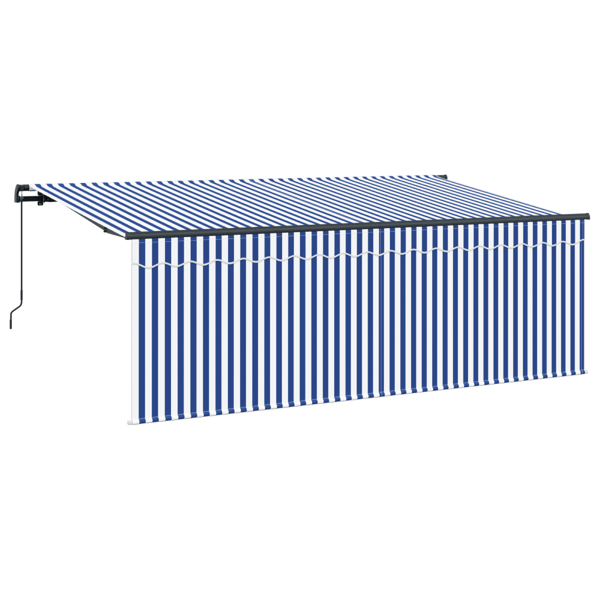 Utdragbar markis Blå och Vit 400 x 200 cm