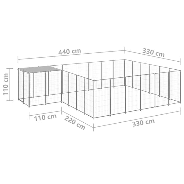 Hundgård silver 12,1 m² stål