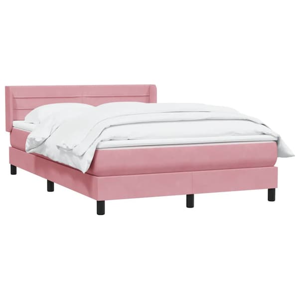 Ramsäng med madrass rosa 160x210 cm sammet