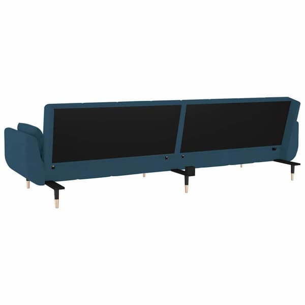 Bäddsoffa 2-sits med två kuddar blå sammet