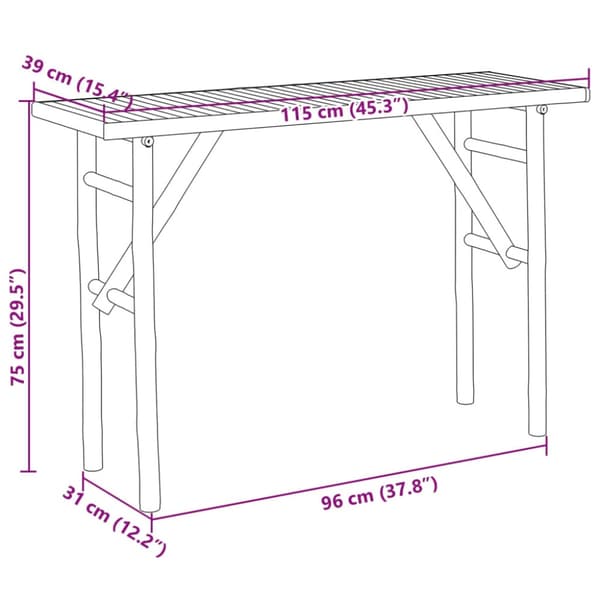 Konsolbord 115x39x75 cm bambu