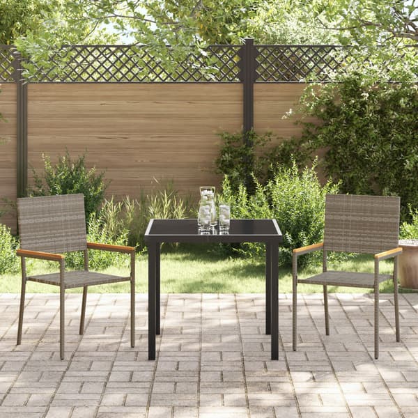 Trädgårdsmöbelset med kudde 3 pcs Grå konstrotting