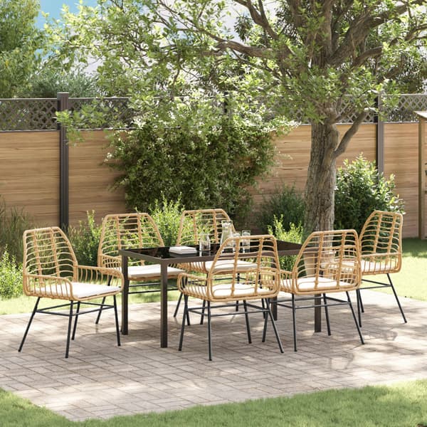Trädgårdsmöbelset 7 pcs Brun konstrotting