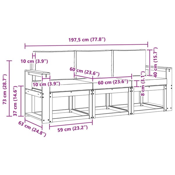 Utomhussoffset 3 pcs