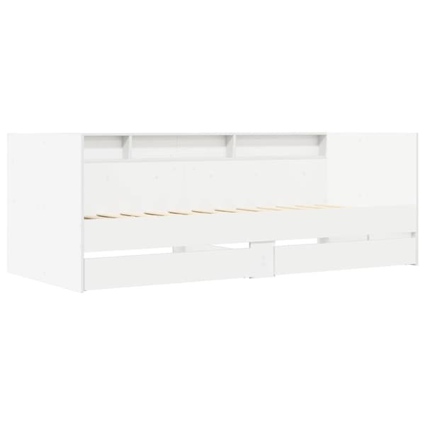 Sängram med förvaring Vit 80 x 200 cm Konstruerat trä