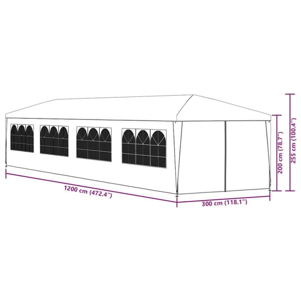 Paviljong 3x12 m vit
