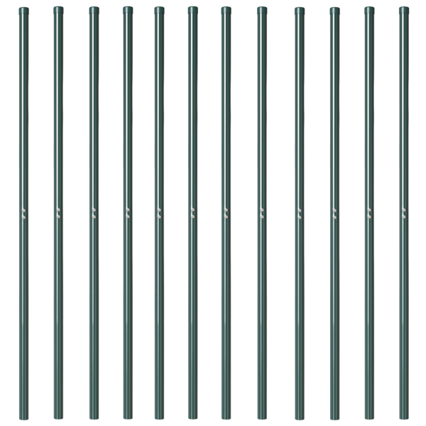 Stängselstolpe 12 pcs Grön Pulverlackerad stål