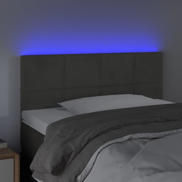 Sänggavel LED mörkgrå 90x5x78/88 cm sammet