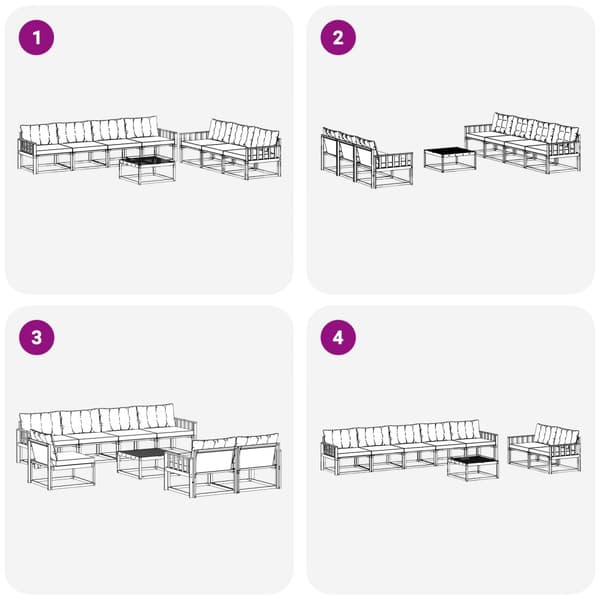 Utomhussoffset 8 pcs Vit och svart