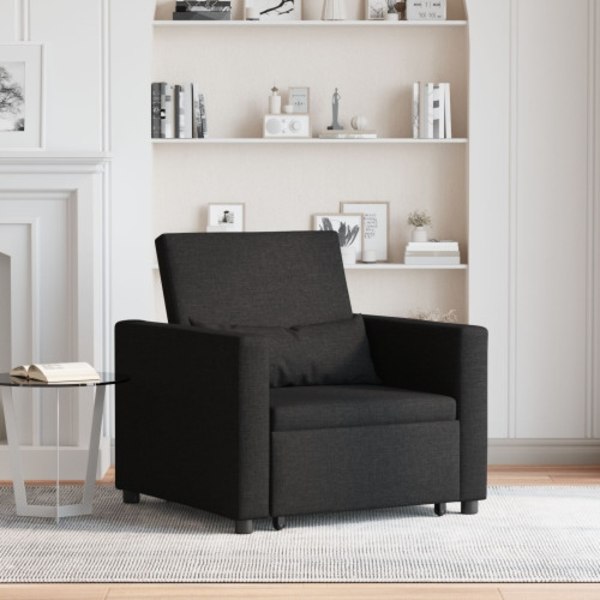 3-i-1 Enkelsängsoffa Konvertibel Svart Tyg
