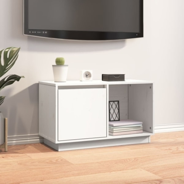 Tv-bänk vit 74x35x44 cm massiv furu