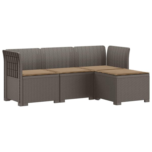 4-sits Trädgårdsoffa med Kuddar Rattan Look PP Ljusgrå