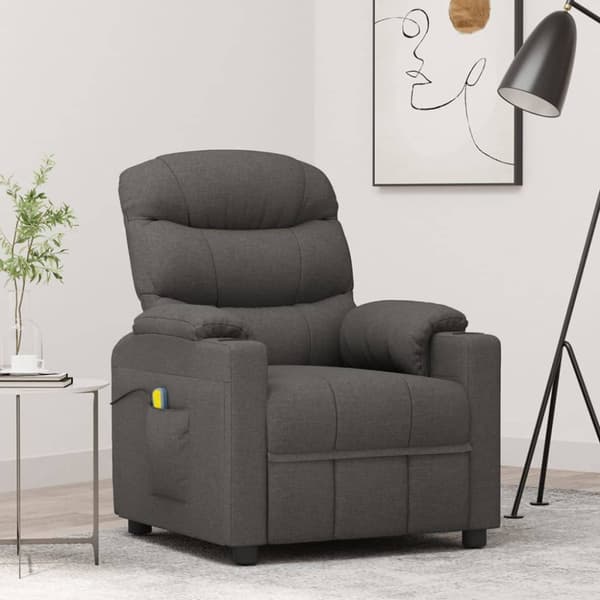 Massagefåtölj mörkgrå tyg