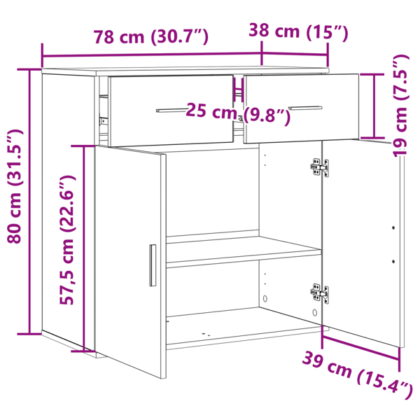Sideboard Artisan Ek 78 x 38 x 80 cm Konstruerat trä