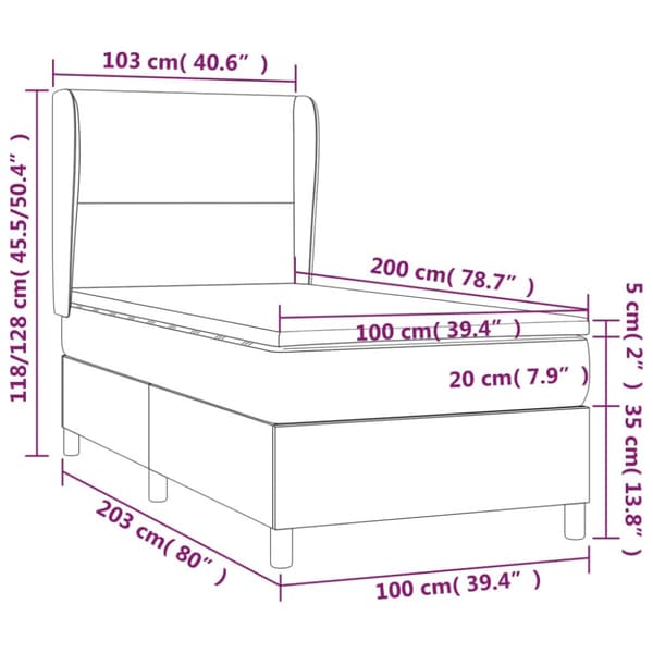 LED Box Säng med huvudgavel tyg
