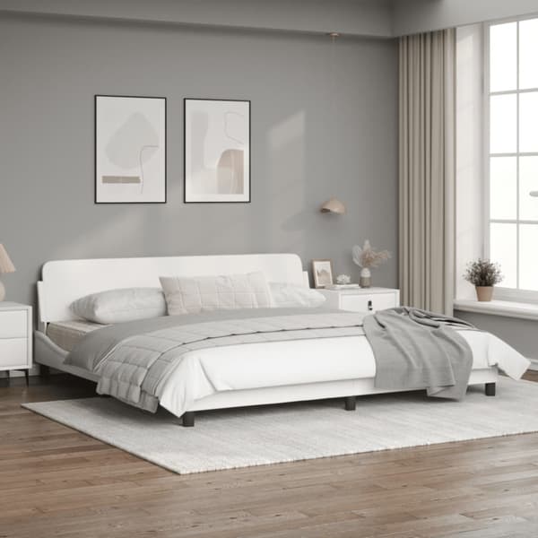 Bed Frame "Dover" White 200x200 cm Faux Leather