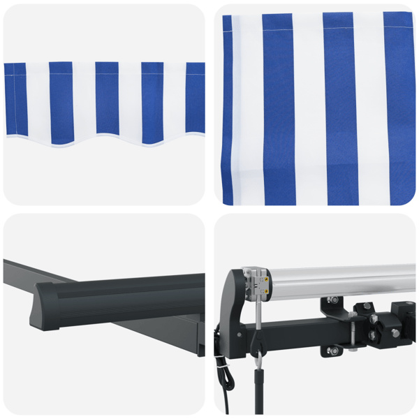 Utfällbar markis Blå och Vit 350 x 200 cm