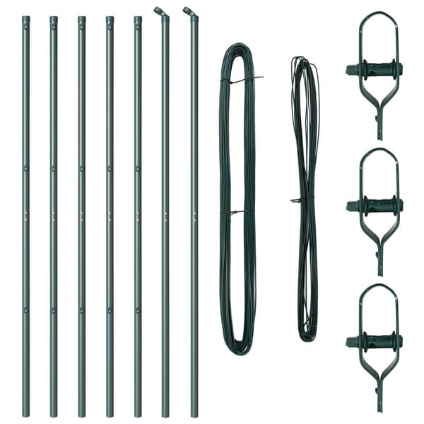 Stängselstolpe 7 pcs Grön Stål