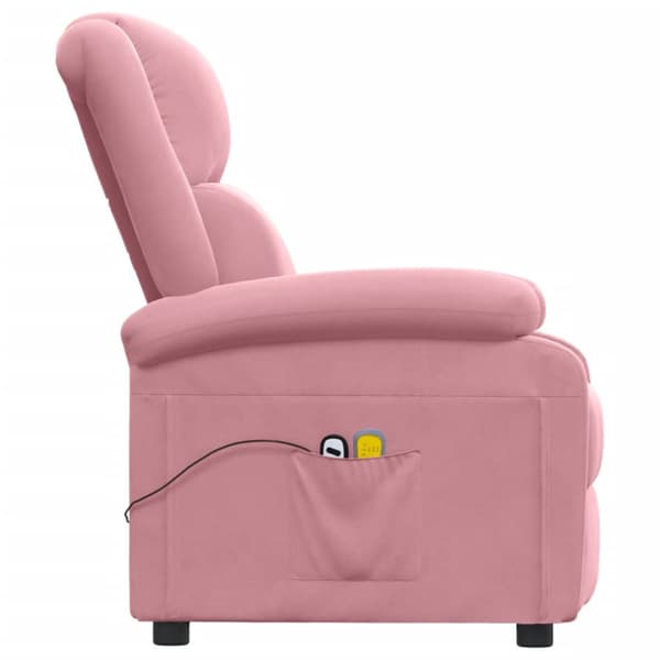 Elektrisk massagefåtölj rosa sammet