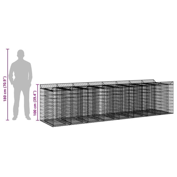 Gabion upphöjd säng 4 pcs Silver