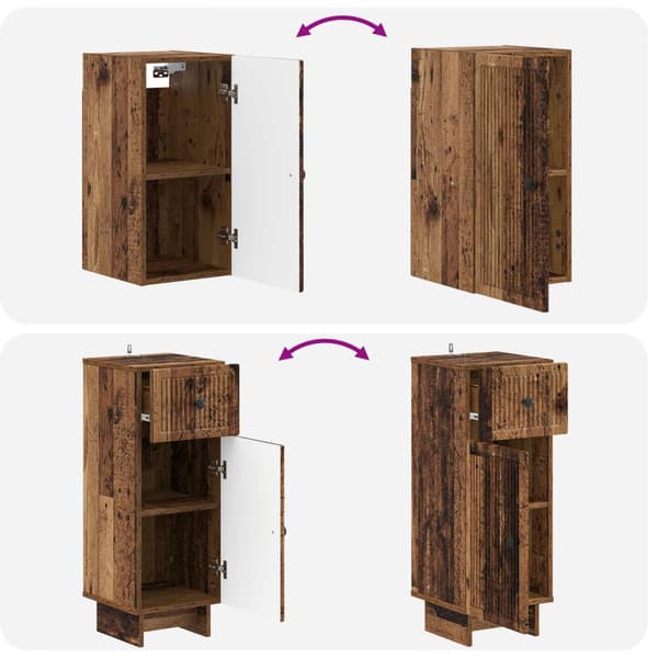 3-delars badrumsskåpsset EDE Gammalt trä Konstruerat trä