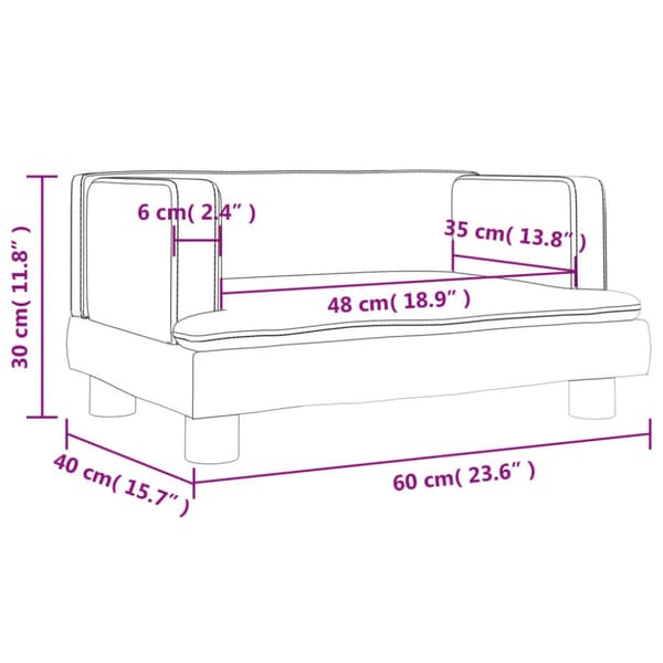 Barnsoffa gräddvit 60x40x30 cm sammet