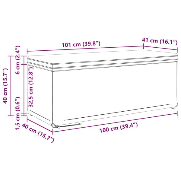 Pall Grå 101 x 41 x 40 cm Konstläder och konstruerat trä