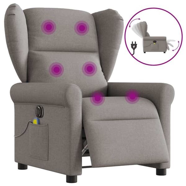 Elektrisk massagefåtölj taupe tyg